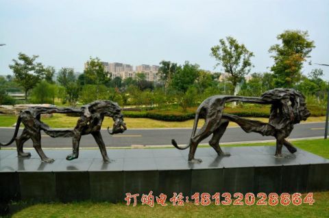公园动物抽象狮子铜雕